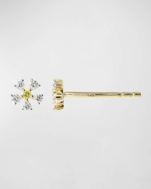 Emerald and Diamond Daisy Stud Earring, Single